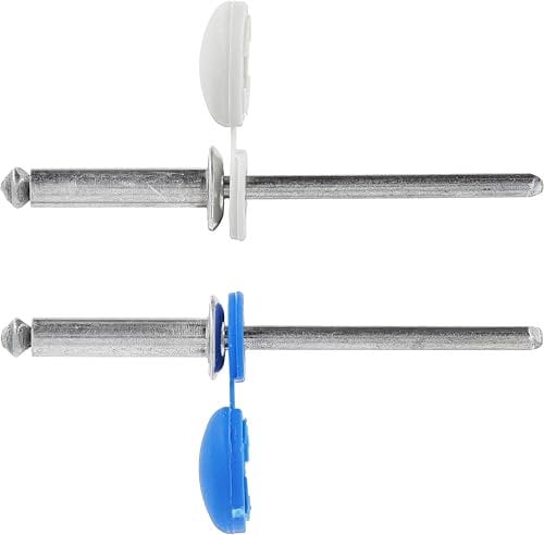 Restagraf - Rivets Épanouis avec Chapos Bleus, Blancs pour Plaques d'Immatriculation - Diamètre 4 mm - Longueur 16 mm - Réf. 225106 - Blister de 15