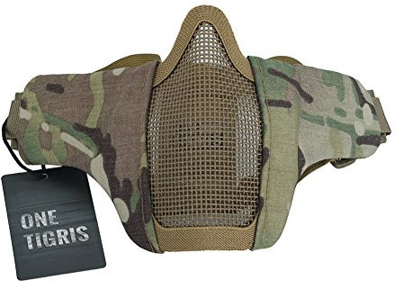 OneTigris Faltbare halbe Gesichtsschutz Maske Mesh Maske für Softair Paintball CS (Multicam)