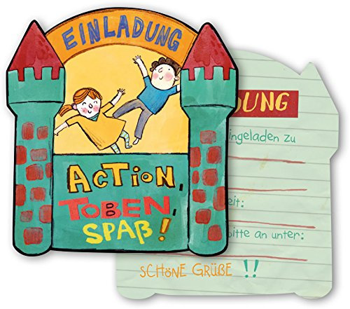DH-Konzept 6 Einladungskarten * INDOOR SPIELPLATZ * für eine Übernachtungs-Party Kinder Geburtstag Party Einladung Einladungen Karte Mottoparty