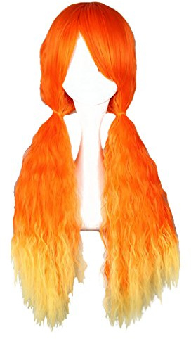 CLOCOLOR Cosplay Perücke Ombre Orange Lolita Lange lockige Wigs Heiz Resistent Kostüm Party Manga Karneval Halloween Perücke