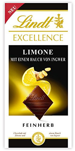 Lindt Chocolat noir aux amandes et citron à la pointe de gingembre - La tablette de 100g