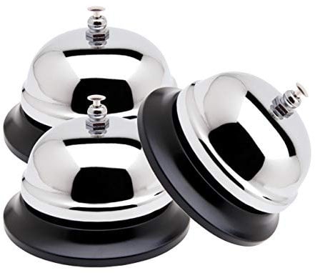 Timbre de Recepción Timbre de Mesa Campana Clasico de Acero para Llamadas Bell para Hotel, Bar, Escuelas, Restaurantes, Hospitales (3pack)