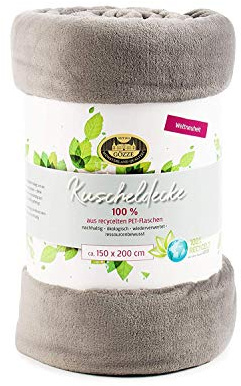 Gözze Recycelte Wohn- und Kuscheldecke aus PET-Flaschen, 150 x 200 cm, Anthrazit, 40143-91-150200