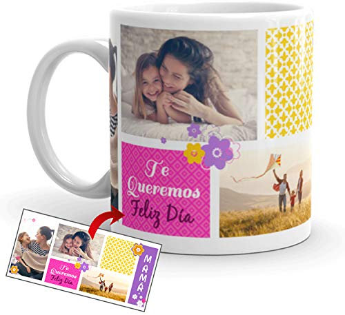 Kembilove Tazas Desayuno Feliz día de la Madre – Taza de Desayuno Te Queremos Mamá – Taza de Café para Mamá Personalizada con Foto – Taza Desayuno Regalos Originales Madres