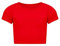 Mini Mart Online Limited Girls Kids Plain Short Sleeves Crop Top Dance Belly Shirt 5-13 Years Red