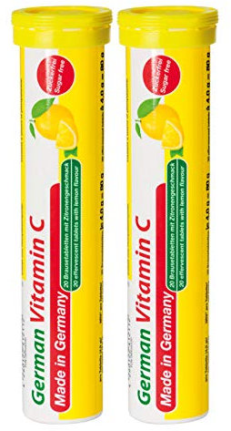 Vitamin C 180 mg - 2 x 20 effervescent Tablets - Lemon Flavor - T&D Pharma German Vitamin C - Made in Germany
