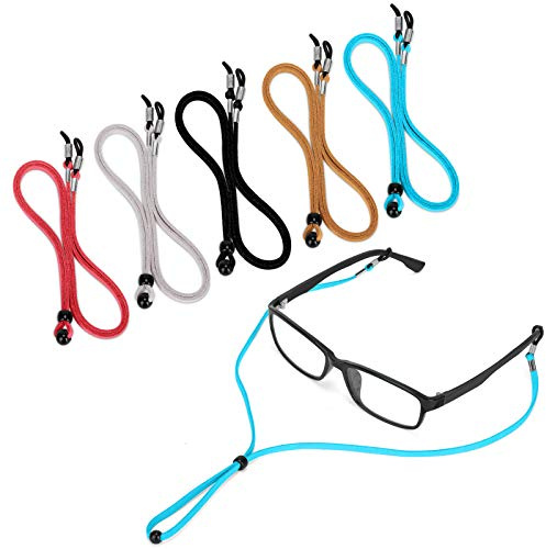 LJZspangle Premium-Leder-Brillenbänder, verstellbar, rutschfest, für Sport-Sonnenbrillen, für Damen und Herren, 5 Stück