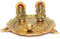 Wonder Care Aluminium Goldfarben plattiert Laxmi Ganesha Idol mit Platte Platte für Puja Diwali Geschenkartikel Deepawali Dekorationen Indische Dhanteras Pooja Statue Thali