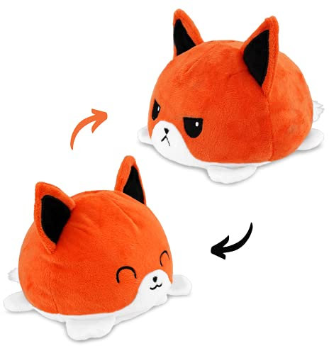 AllBlue Flip Plüschtier | doppelseitiges Design zum wenden | niedliches Geschenk für Kinder | weiches Plüschtier mit wechselbarer Stimmung | einfach Flippen mit 2 Emotionen in Böse & Lieb (Fuchs)