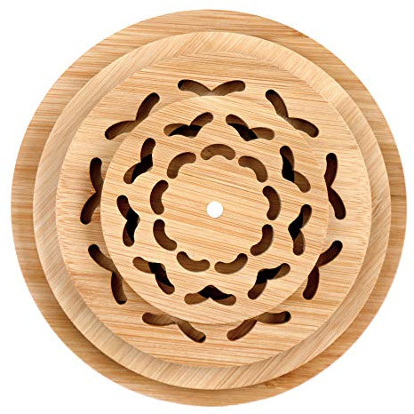 G-like 4 Piece Bamboo Trivet - Home Kitchen Multifunction Bamboo Heat Resistant Pads Trivet, Round Multi-size Placemat Coaster for Hot Dishes/Pot/Bowl/Cup/Mup/Teapot/Hot Pot Holders…