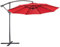 Yaheetech Cantilever Parasol Umbrella 3m Outdoor Sun Shade Banana Hanging Parasol Beach Umbrella with Crank Handle & Cross Base & Ribs Red