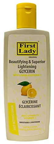 First Lady Skin Beautifying & Superior Brightening Glycerin 200 ml – mit Zitrone, Kojisäure, Vitamin C, dunklen Flecken, Melanin, Melsama, Glow Up