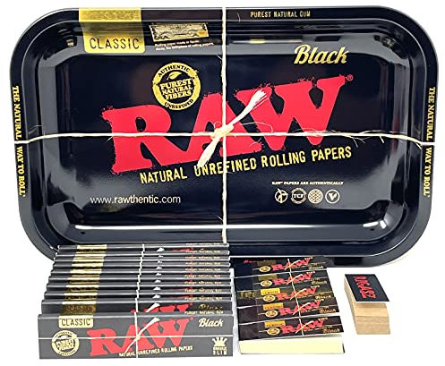 Reds Tips Small Black Tray Set Classic Black King Size Slim Papers and Tips