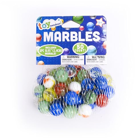 Sunny Days Entertainment TOYMENDOUS 50 Piece Marbles - Colorful Glass Marble for Kids Games | 49 Player Marbles and 1 Shooter