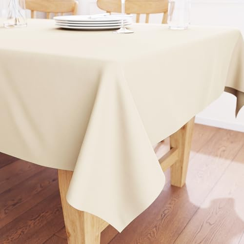 Encasa XO Mantel Mesa Cuadrado, Lona de Algodón 56x56 Natural | 100% Algodón de Lona | Caída Elegante | Resistente y Duradero | Para 4 Seater | 140x140 cm | Lavable a Máquina