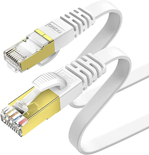 KASIMO Cat 7 3m Lan Kabel 3m cat 7 Netzwerkkabel 3m Weiß CAT 7 Kabel 3m Flach 10 Gbits/600MHz Ethernet Kabel 3m RJ45 vergoldet – netzkabel 3m patchkabel 3m kabel internet cable 3m internetkabel 3m