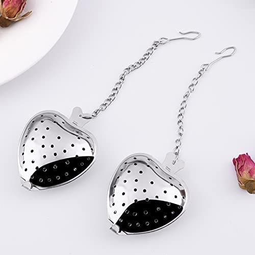 2pcs Tea Strainer Heart Shape Stainless Steel Mesh Tea Ball Tea Strainers Tea Strainer Filter Loose Tea Infuser Tea Filter for Tea Loose Leaf Silver