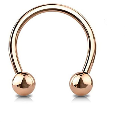 Jewel Barrel Piercing Fer à Cheval Avec des Boules, Anneau de Septum Nez, Acier Chirurgical Boucles D'oreilles Cerceau 16G, 6-12mm Helix, Tragus, Daith, Bijoux De Corps (Or Rose, 6)