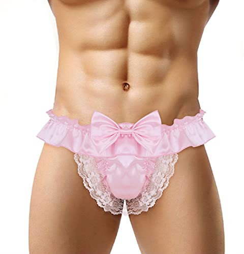Biancheria intima da uomo Macchia Frilly Sissy Perizoma Francese increspate Mutandine Sexy Gay Lingerie Cross-dressing Mutandine di pizzo Mutandine T-line Triangolo Jockstrap Rigonfiamento Pouch
