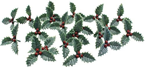 Christmas Cake Decoration Decorating 50 Pcs Small Plastic Holly Leaf With 3 Berries Yule Log Topper Cupcake