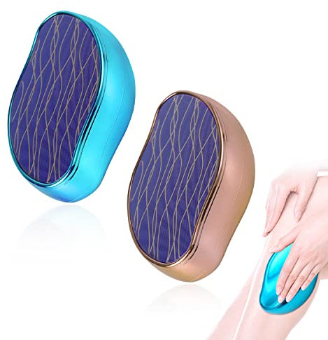 2 Stück verbessertes Design Nano-Epilierer, Kristall-Nano Glas-Epilierer, schmerzloses Haarentfernungswerkzeug, geeignet für Arme, Beine, Rücken. (Blau, Gold)
