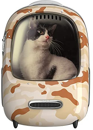 PETKIT Rucksäcke für Hunde & Katzen-Rucksack, Eingebauter Lüfter und LED-Licht für geräumige Belüftung und geringes Gewicht. (Keine Mobile Stromversorgung)(Tarnung)