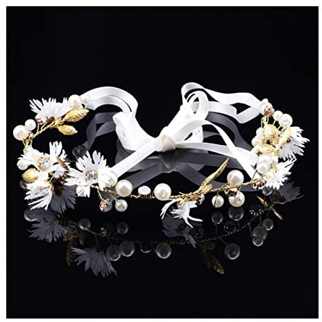 Handgemachtes Blumen-Stirnband-Zubehör für Frauen mit Blattgold, Hochzeit, Brautkopfschmuck, Blumenkranz, Haarschmuck für die Braut