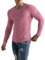 Muscle Cmdr Tee Shirt Manche Longue Homme Coupe ajustée Business Shirt,T-Shirt Côte,Chemise à Col V（Rose XS）