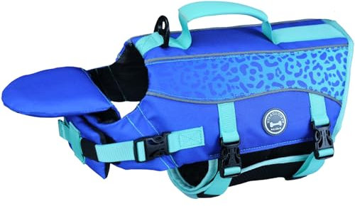 VIVAGLORY Giubbotto di Salvataggio per Cani con Galleggiante Anteriore Removibile, Salvagente con Strisce Riflettenti e Imbottitura Extra per Nuoto e Nautica, Blu Scuro, L