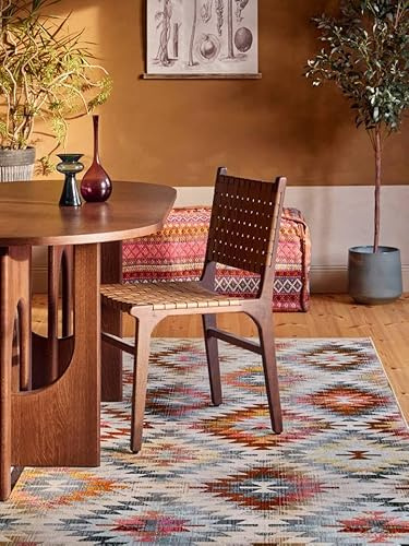 RugVista Kerala Teppich, 100 x 160 cm, Rot/Multi | Moderne, Rechteckig, Mittlerer Stapel, Nur chemische Reinigung, Oeko-Tex 100, Wohnzimmer, Küche