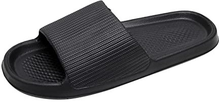 Badeschuhe Herren Damen Cozislides Original Slippers Badeschlappen Cloudyzz Schlappen Wolke Hausschuhe Gummi Home Slippers rutschfeste Pantoletten Sommer Garten Badelatschen Flip (a-Black, 45 EU)