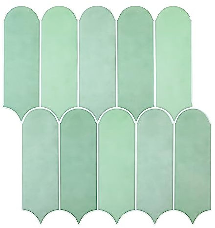 Upgrade Dickere Grün 3D Fliesenaufkleber für Bad Küche, Selbstklebend Klebefliesen Wandfliesen Fliesendekor (10 Stück)