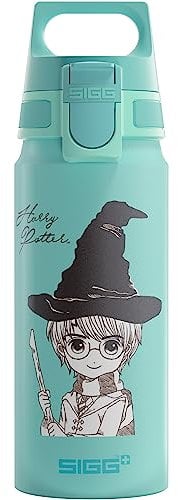 SIGG - Alu Trinkflasche Kinder - WMB ONE Harry Potter - Kohlensäuregeeignet - Auslaufsicher - Federleicht - BPA-frei - Klimaneutral Zertifiziert - Sport & Schule - Türkis - 0,6L