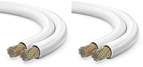Sonero® 10 Meter 2x0,75mm² CCA Lautsprecherkabel/Boxenkabel, Farbe: weiß (Packung mit 2)