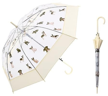 Travel Windproof Transparenter Regenschirm Für Katzen Und Hunde. 8-knochen-automatikschirm Aus Faserknochen Mit Langem Griff, Transparenter Regenschirm Mit Geradem Knochen, Süßer Hund, 58,5 Cm X 8 K