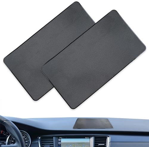 Lot de 2 tapis antidérapants pour tableau de bord de voiture - Coussinets antidérapants en silicone pour décoration de voiture, téléphone portable, lunettes de soleil et clés