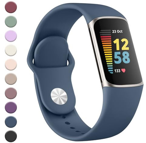 YLK Bracelet Sport en Silicone pour Fitbit Charge 5/6 - Réglable pour Femme et Homme