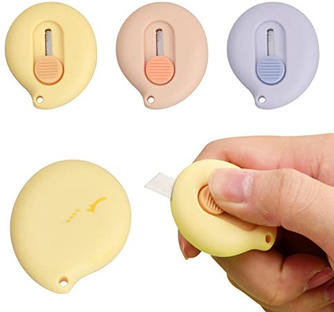 Natuce Mini Taglierino Piccolo 3 Pezzi,Taglierino Piccolo Portatile,Mini Coltello Retrattile con Foro, Mini Cutter Coltelli per Cancelleria, Buste, Carta da Ufficio Scatola