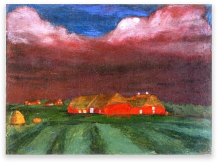 RYLJCZ Berühmte Wandkunst-Reproduktion - Nolde abstrakte berühmte Gemälde - Druck auf Leinwand - Büro Wohnzimmer dekorative Bilder (Bauernhäuser) 50 x 70 cm nur Leinwand