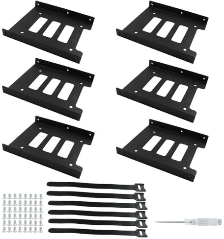 HARSKIYER SSD HDD Halter, Stabile Montagehalterung für 2,5 bis 3,5 Festplattenadapter (6 Stück, Schwarz)