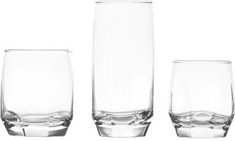 18 Stück Trinkgläser, 3 Verschiedene Größen, Gläserset 385 ml, 310 ml, 215 ml Wassergläser