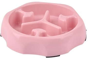 Worparsen Cuenco de plástico resistente a caídas para mascotas, alimentación lenta, comedero para perros de razas grandes, eficaz para ralentizar la comida, forma redonda, antiderrames, plato de