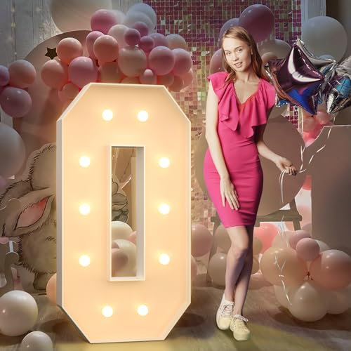 120cm Gelb Leuchtzahlen Deko Geburtstag,Hochzeitstag,10 20 30.Geburtstagsfeier,Leuchtende Zahlen LED,Hochzeit Deko Geburtstag Verlobungsdekoration,Zahl 0