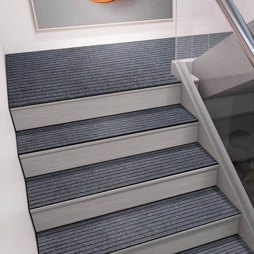 OAUKA Antiscivolo per Tappeti Gradini Scala Interne ed Esterne,Tappetini per Scale con TPR Fondo in Gomma,Copri Gradini in Rivestimento per Scala Marmo e Scale in Legno,Grigio,5pcs*20x60cm
