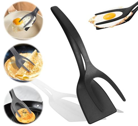 2 en 1 Espatula silicona huevos,Espatula silicona cocina,Espátula para Huevo,para panqueques, tostadas francesas y tortillas,herramienta de cocina para el hogar,pala doble cara antiadherentes(Negro)