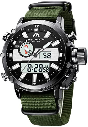 MEGALITH Herren Uhr Digital Armbanduhr: Multifunktions Sportlich Digitaluhr Nylon - Analog Quarz Uhr fur Männer