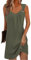 Vestidos Mujer Verano Cuello en V Sin Mangas Vestido de Playa Elegante Moda Vestidos Color Sólido Casual Suelto Camisolas (Verde, M)