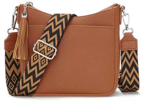 YISUOHOOM Umhängetasche Damen Klein Crossbody Bag Veganes Leder Kleine Handtasche Damen Mehrere Fächertaschen Braun