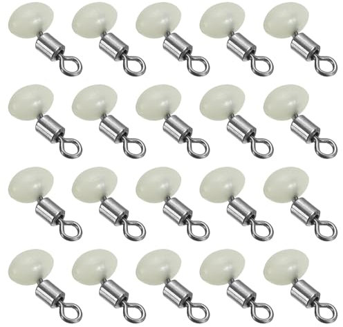 PATIKIL 0.5x0.3 Cross-Line Fishing Swivels & Bead, 20Pcs Glow in the Dark T Shape Pulley Slide Rig Rolling Swivels Fishing Hooks Connector Terminal Tackle, Grey
