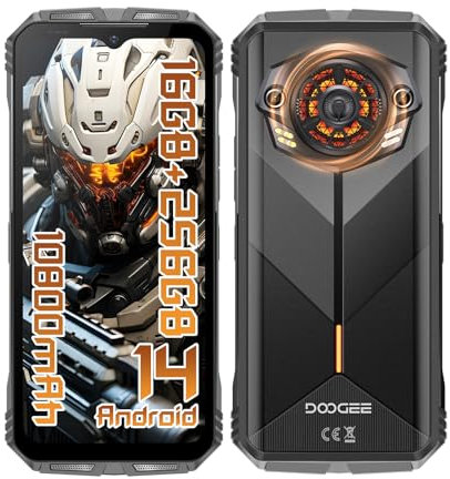 DOOGEE S punk Rugged Smartphone 16(6+10) GB+256GB/1TB Android 14, 126dB Altoparlante 10800mAh Batterie 33W Telefono Indistruttibile, 6.58” FHD+ 50MP, Smartphone NFC/Dual SIM/OTG - Nero